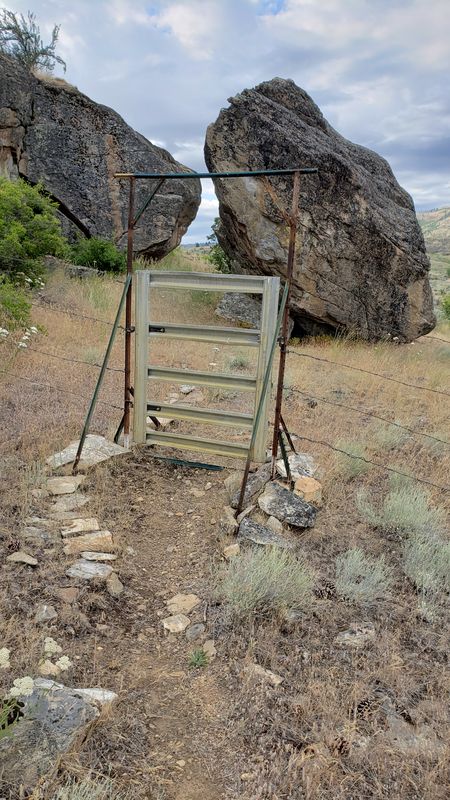 Looking down into the narrow gorge of McLaughlin Canyon where fracture planes create angular slots in the gneiss